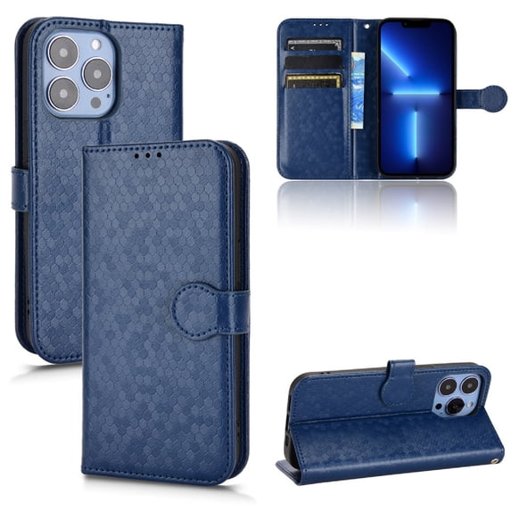 Polka Dot Pattern Wallet Case for iPhone 11 Pro 5.8 Inch, Shining PU Leather Soft TPU Shockproof Magnetic Flip Folio Case with Bracket Kickstand Card Slots Holder Wrist Strap Phone Cover,Blue