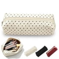 thumbnail image 1 of Polka Dot Pencil Case, Y2K Large Capacity Pencils Case, Vintage Pen Pencil Pouch Makeup Pouchs Cute Supplies, Beige, 1 of 9