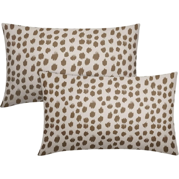 Polka Dot Pillow Covers 18x18 Set of 2 Black Cream Throw Pillows Boho Design Brush Strokes Decorative Outdoor Pillowcase Square Cushion Cover Linen Pillow Case for Home Sofa Couch Bed