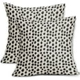 thumbnail image 1 of Polka Dot Pillow Covers 18x18 Set of 2 Black Cream Throw Pillows Boho Design Brush Strokes Decorative Outdoor Square Cushion Cover Linen Pillow Case for Home Sofa Couch Bed, 1 of 6