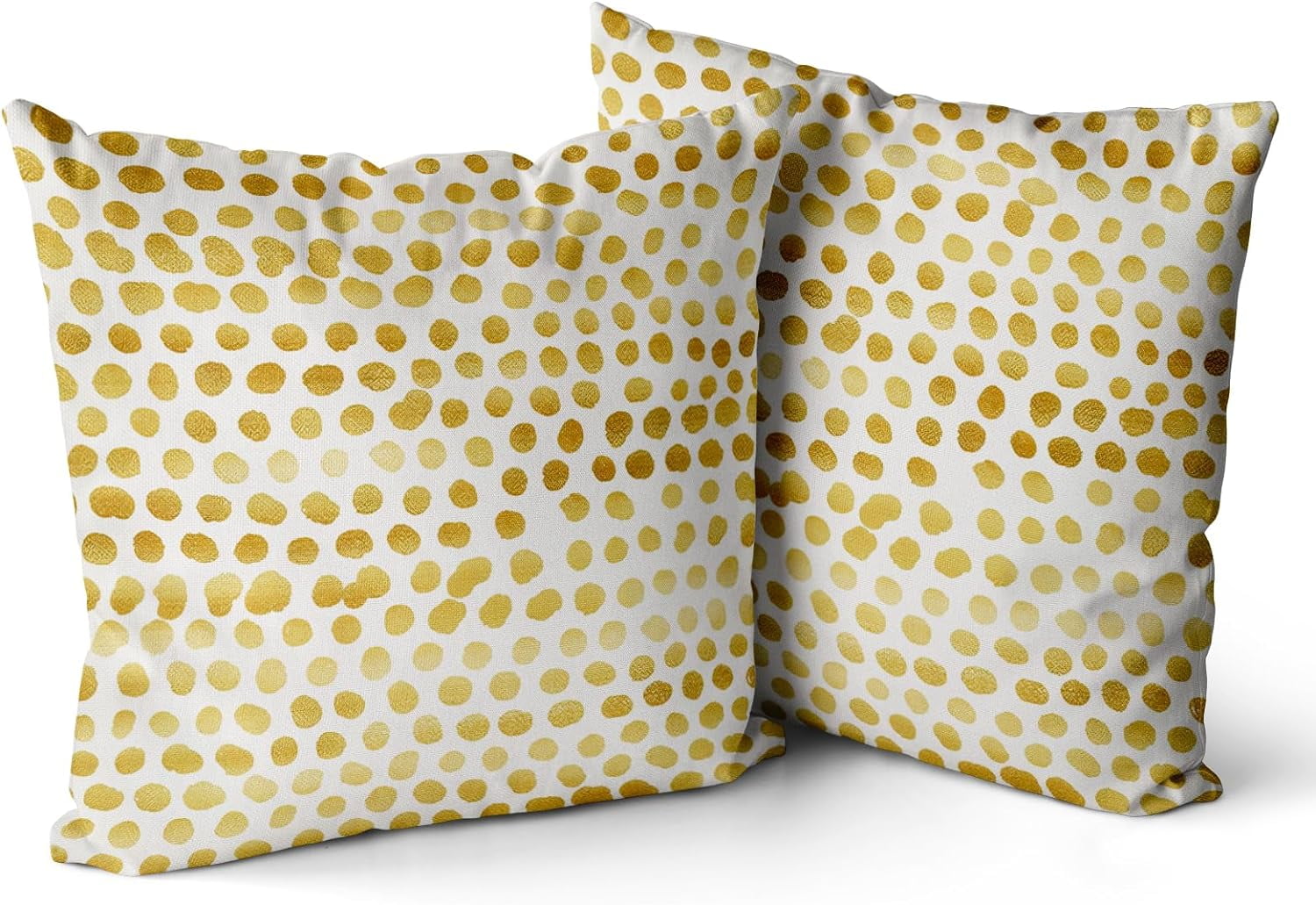 Polka Dot Pillow Covers Set of Dark Gold Cream Throw Pillows