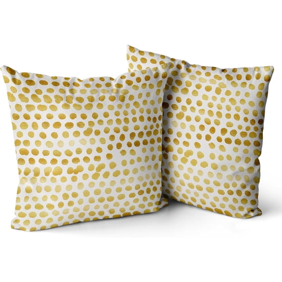 Polka Dot Pillow Covers Set of 2 Dark Gold Cream Throw Pillows 20x20 in Outdoor Boho Design Brush Strokes Decorative Pillowcase Square Cushion Cover Linen Pillow Case for Home Sofa Couch Bed