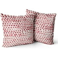 thumbnail image 1 of Polka Dot Pillow Covers Set of 2 Dark Red Cream Throw Pillows 20x20 in Outdoor Boho Design Brush Strokes Decorative Pillowcase Square Cushion Cover Linen Pillow Case for Home Sofa Couch Bed, 1 of 6