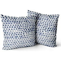 Polka Dot Pillow Covers Set of 2 Navy Blue Cream Throw Pillows 20x20 in Outdoor Boho Design Brush Strokes Decorative Pillowcase Square Cushion Cover Linen Pillow Case for Home Sofa Couch Bed