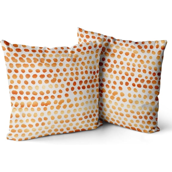 Polka Dot Pillow Covers Set of 2 Tangerine Cream Throw Pillows 18x18 in Outdoor Boho Design Brush Strokes Decorative Pillowcase Square Cushion Cover Linen Pillow Case for Home Sofa Couch Bed