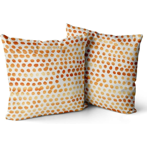 Polka Dot Pillow Covers Set of 2 Tangerine Cream Throw Pillows 20x20 in Outdoor Boho Design Brush Strokes Decorative Pillowcase Square Cushion Cover Linen Pillow Case for Home Sofa Couch Bed
