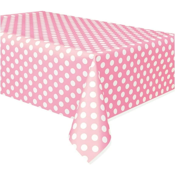 Unique Dotted Rectangular Plastic Table Cover, 54" x 108", 1 Pc, Light Pink
