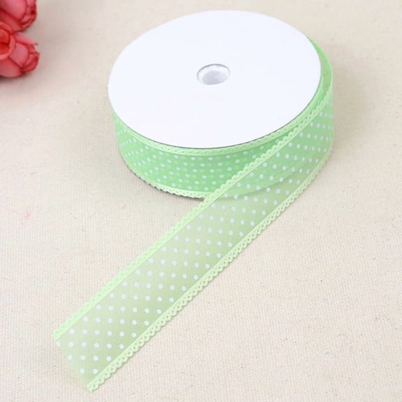 Polka-Dot Polyester Ribbon Scalloped-Edge, 2.5cm, 20 Yards, apple green, Ribbon Printing Dots Gift Wrapping Hair Bows DIY Christmas Ribbon