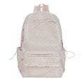 thumbnail image 1 of Polka Dot Print Lace Backpack, Large Capacity Multi-Pocket School Bag with Compartments for Travel Outdoor (Pink 430*300*140), 1 of 8