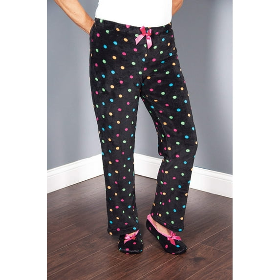 Polka Dot Print Lounge Pants and Slipper Set for Women - 3 Pieces - M