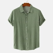Polka Dot Print Shirt for Men Short Sleeve Oversized Tee Shirt Casual Turn Down Collar Blouse Shirt Graphic Beach Dressy Shirt Tops