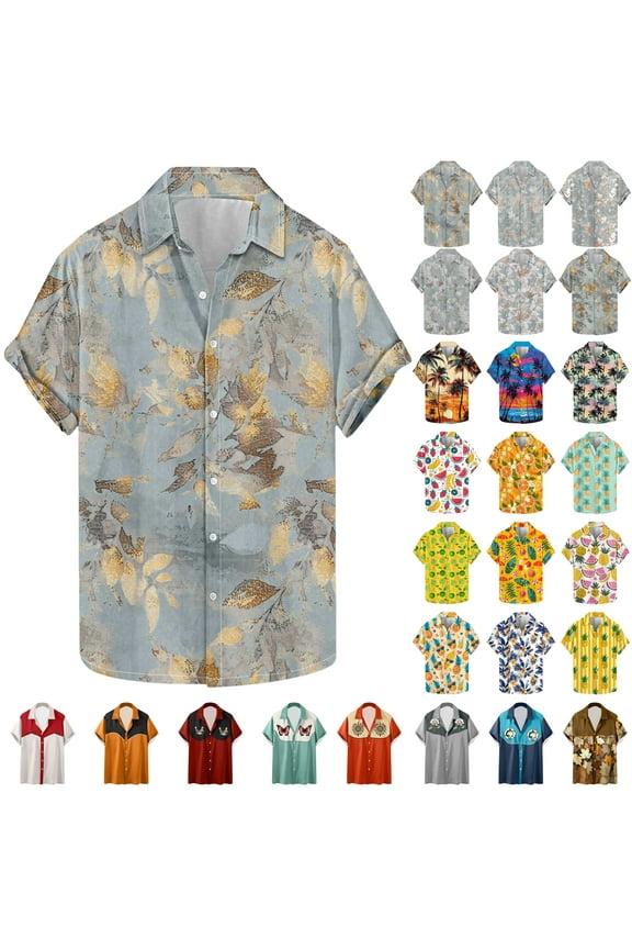 Polka Dot Print Shirt for Men Short Sleeve Oversized Tee Shirt Casual Turn Down Collar Blouse Shirt Graphic Beach Dressy Shirt Tops