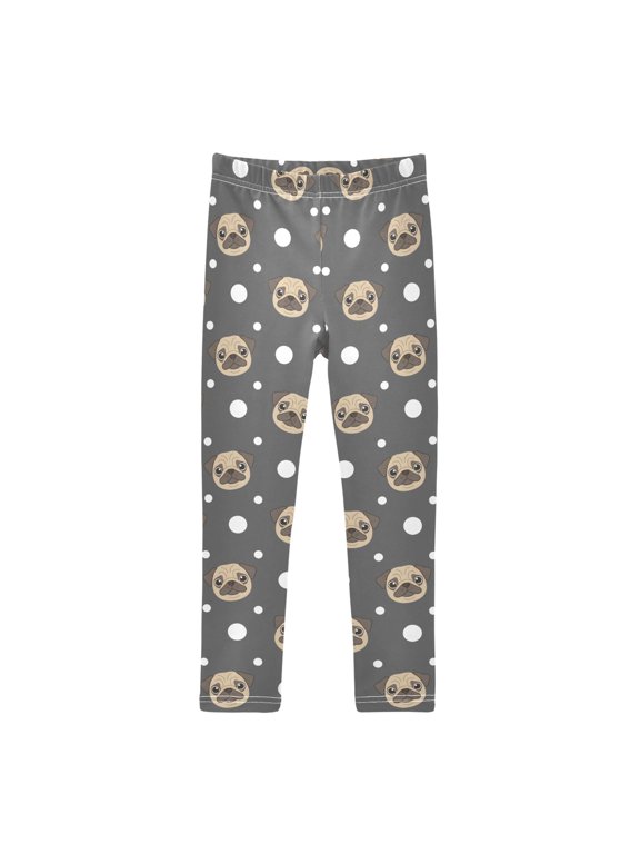 Polka Dot Pug Head Printed Leggings Yoga Pants for in 4t to 10t