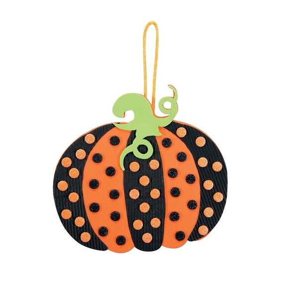 Polka Dot Pumpkin Ornament 12 - Craft Kits - 12 Pieces