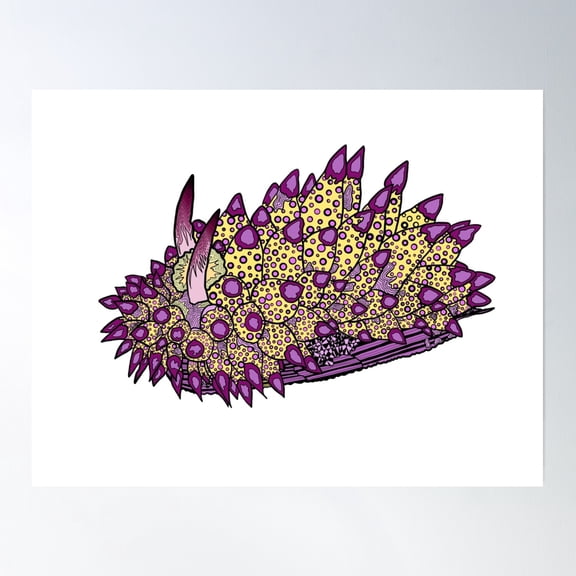 Polka Dot Purple And Yellow Nudibranch- Vintage Wall Arttrendy Retro Print Room Decor Wall Art, Poster Only