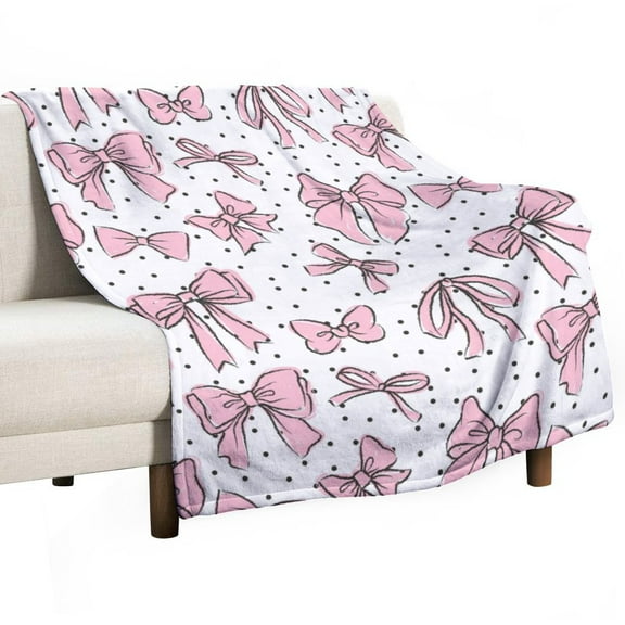 Polka Dot Red Bow Blanket, Gift Throw Blanket for Sofa Couch Chair Bed Office, Soft Warm Bed Blanket Plush Throw for Bedroom Birthday Home Living Room Decor 30"x40"