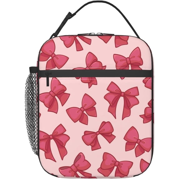 Polka Dot Red Bow Insulated Lunch Bag, Lunch Box for Office Travel, Lunch Bag for Men and Women