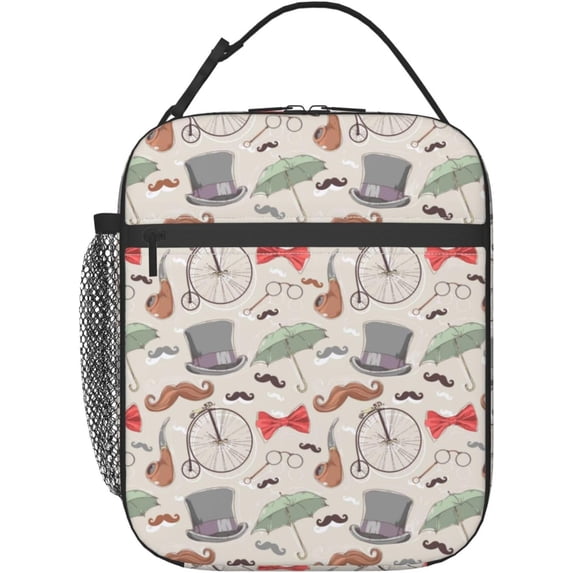 Polka Dot Red Bow Insulated Lunch Bag, Lunch Box for Office Travel, Lunch Bag for Men and Women