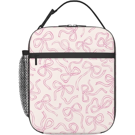 Polka Dot Red Bow Insulated Lunch Bag, Lunch Box for Office Travel, Lunch Bag for Men and Women