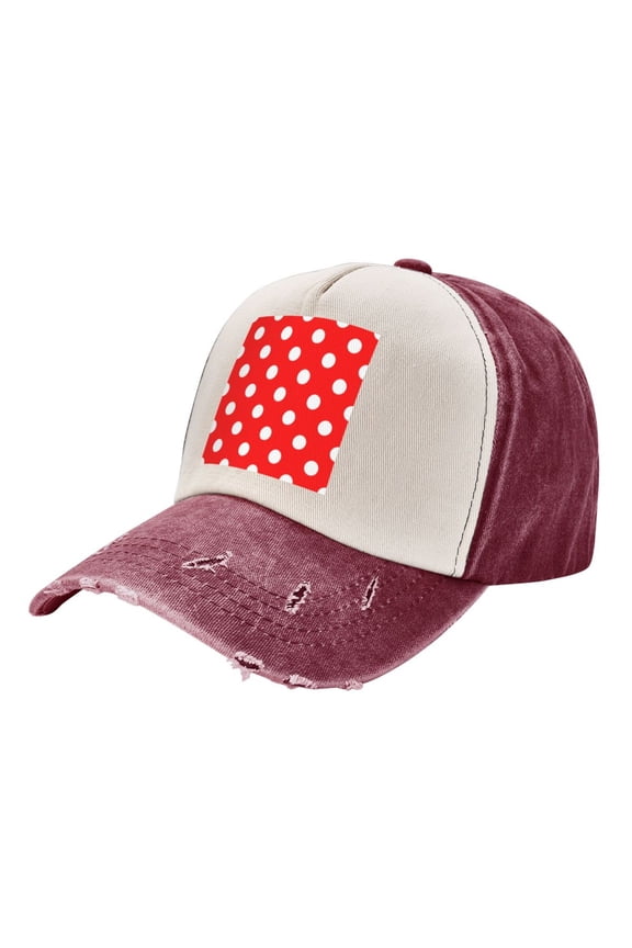 Polka Dot Red Distressed Baseball Cap Dad Hats for Men Women Vintage Trucker Hat Low Profile Ball Caps
