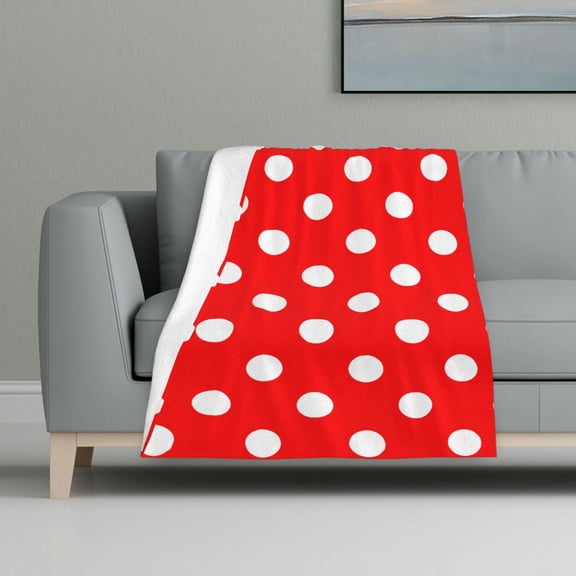 Polka Dot Red Flannel Fleece Blanket All Season Flannel Throw For Sofa Bed Car Outdoor Home 32x48 Inch