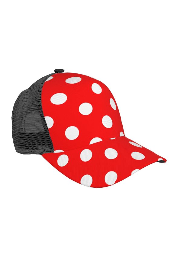 Polka Dot Red Snapback Trucker Hats Baseball Caps Adjustable Mesh Back Ball Caps For Men Women