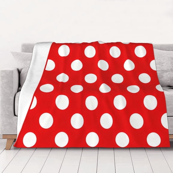 Polka Dot Red Throw Blanket Warm Camping Outdoor Light Weight Cozy Blanket for Couch Sofa Bed 60"x50"