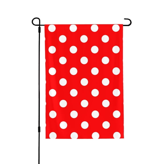 Polka Dot Red Welcome Large House Flag Vertical Double Sided 28x40 Inches Yard Porch Outdoor Decor