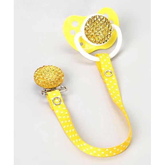 Polka Dot Ribbon Quilted Crystal Pacifier Clip