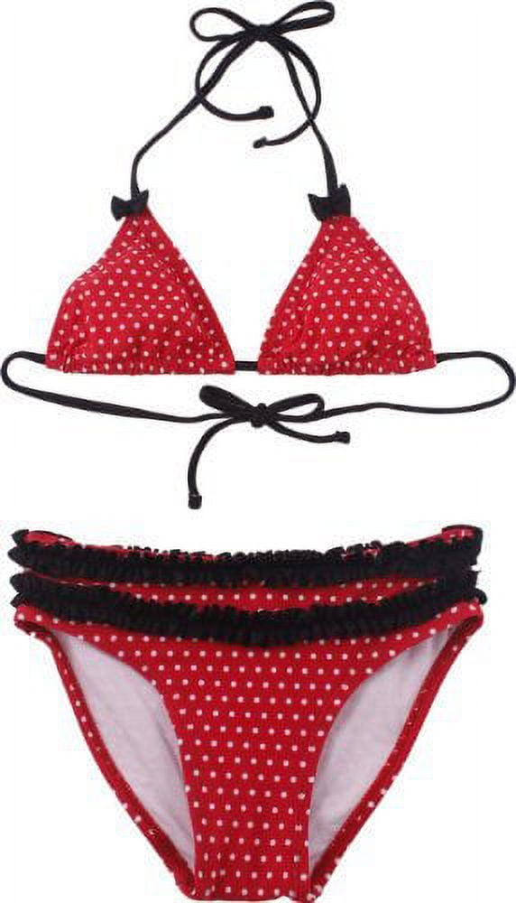 Polka Dot Ruffle Girl Bikini, 6, Black-Red, 6, Black-Red - Walmart.com
