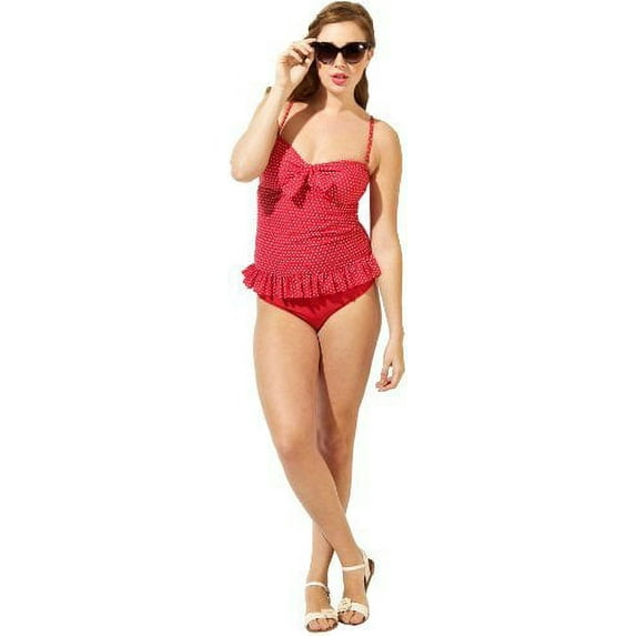 Polka Dot Ruffle Tankini Swimsuit Bathing Suit SET