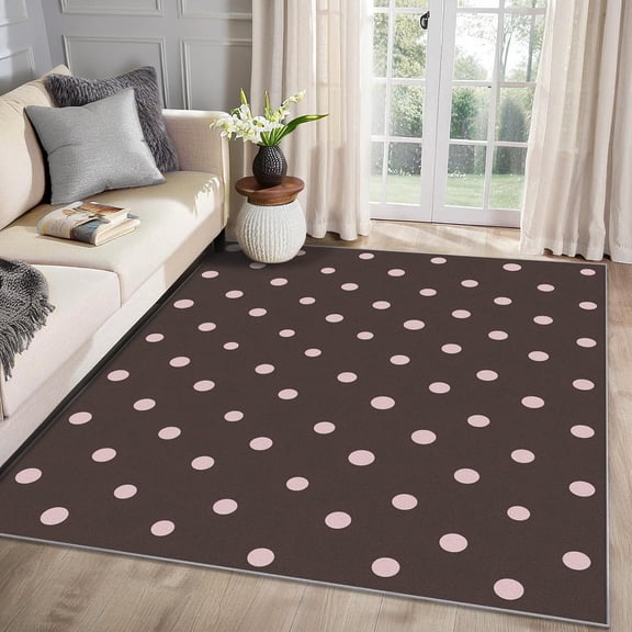 Polka Dot Rug,Brown Dots Area Rug, Modern Geometric Rugs for Living Room Bedroom, Minimalist Carpet Washable Non Slip Soft, Polka Dots Home Decor Gifts-2' x 3'
