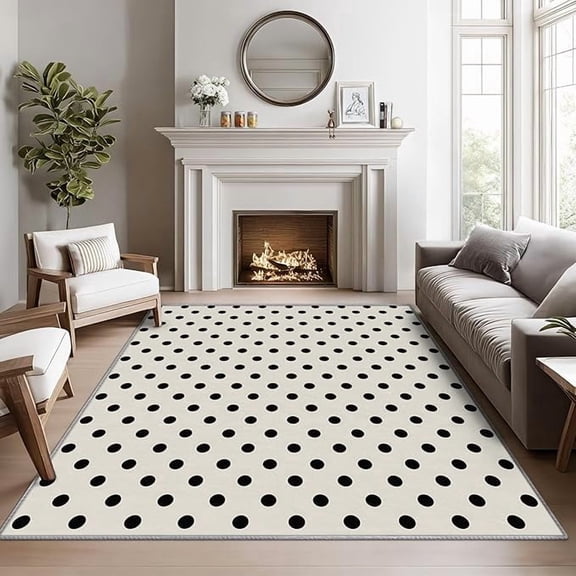 Polka Dot Rugs for Living Room,Black and White Dots Area Rug, Modern Geometric Washable Non-Slip Stain Resistant, Minimalist Dot Home Decor & Gifts 4x6ft
