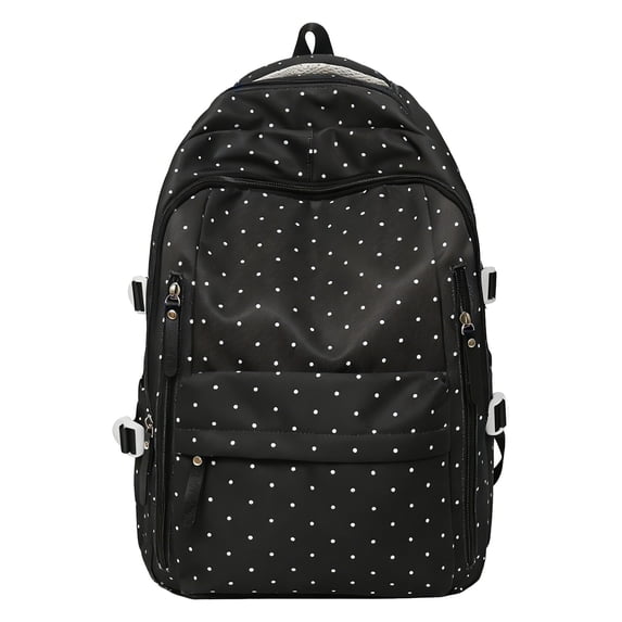Polka Dot School Backpack, Large Loptop Backpack with Cute Pendant, Waterproof Backpack for College Outdoor, Black