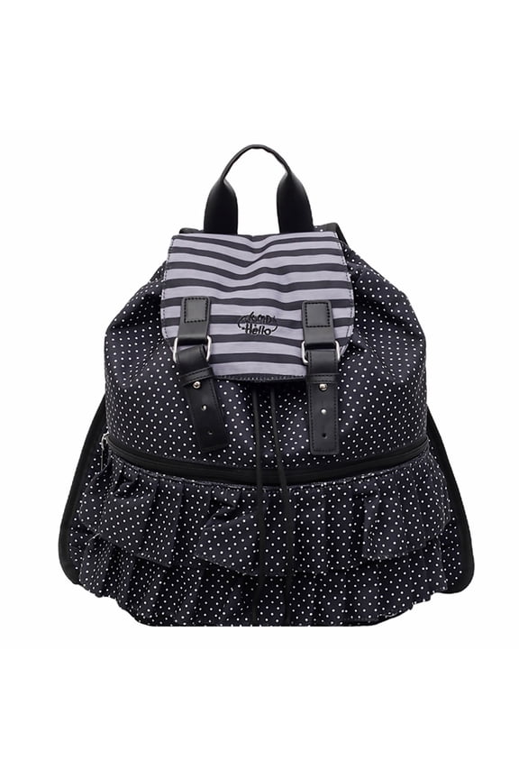 Polka Dot School Backpack, Lightweight Drawstring Backpack, Multi-layer School Bag for College Shopping, Black