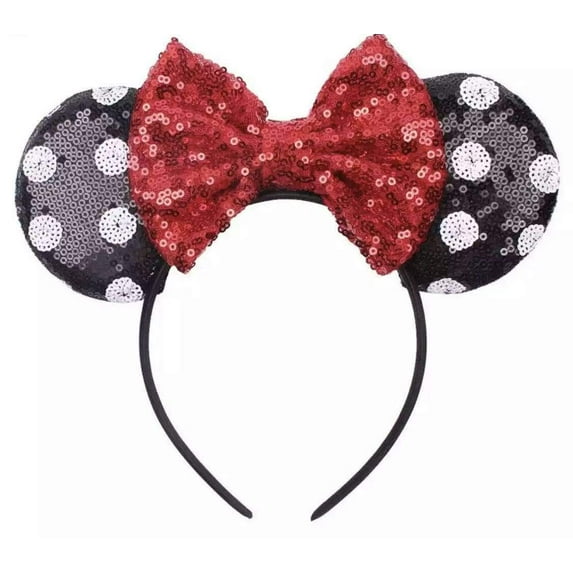 Polka Dot Sequin Mickey Minnie Ears Headband / Minnie Inspired Princess Ears / Minnie Headband