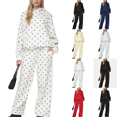 thumbnail image 1 of Polka Dot Set Women Oversized Hoodie and Wide Leg Sweatpants Comfy and Cozy Fleece Sweatsuits Large Kangaroo Pocket 2 Piece Sweat Set For Streetwear Airport Daily Home Wear, 1 of 7