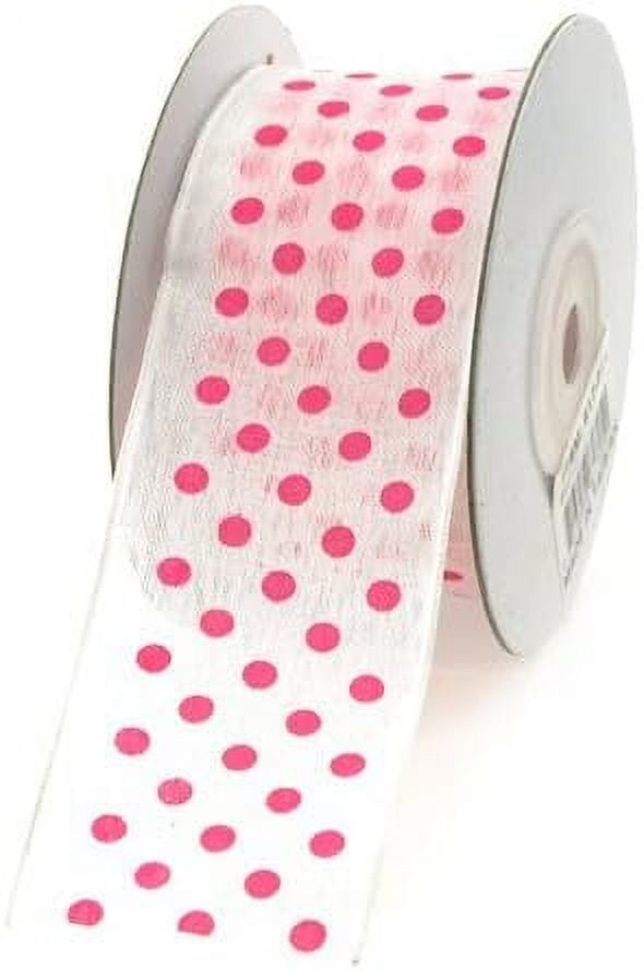 Polka Dot Sheer Organza Wired Edge Ribbon, 1-1/2-Inch, 10-Yard - Pink - Walmart.com