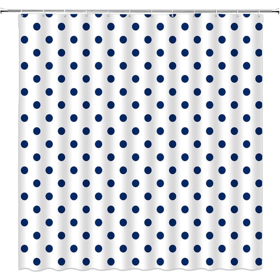 Polka Dot Shower Curtain Blue White Retro Spot Vintage Fabric Decorative Bathroom Curtains with Hooks,70" Wx70 H