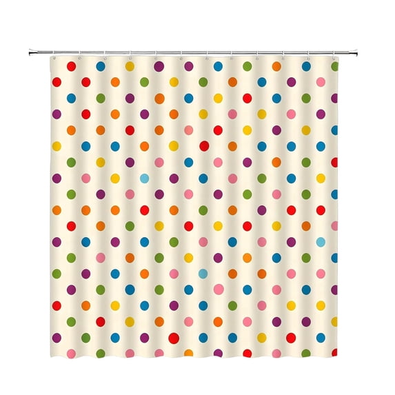Polka Dot Shower Curtain Colorful Retro Cute Spot Vintage Fabric Decorative Bathroom Curtains with Hooks,180X180cm