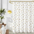 thumbnail image 1 of Polka Dot Shower Curtain, Modern Fabric White and Gold Shower Curtain, Gold Foil Spot Pattern Cute Kids Waterproof Shower Curtains for Bathroom with Hooks, Machine Washable 70x72 Inches, 1 of 6