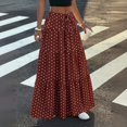thumbnail image 1 of Polka Dot Skirts for Women Drawstring Elastic High Waisted A Line Pleated Skirts Summer Beach Vacation Maxi Skirts, 2XL, 1 of 5