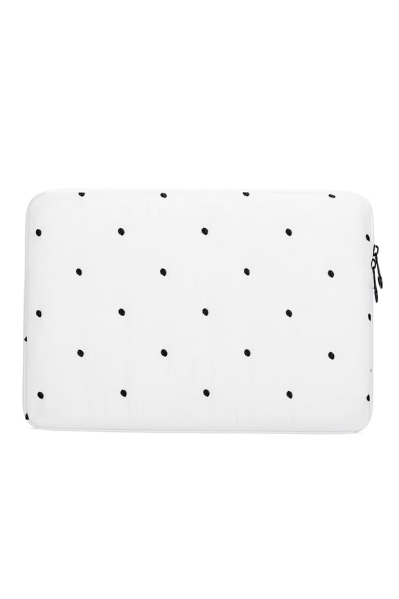 Polka Dot Slim Tablet Sleeve Case, Shockproof Padded Portable Device Protective Bag (White, Small)