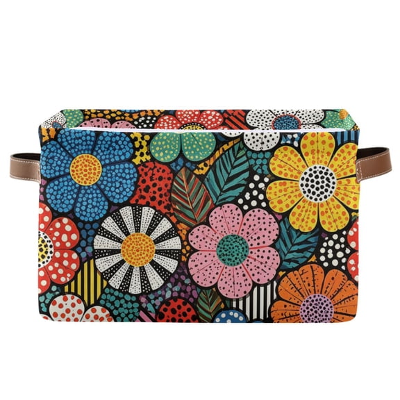 Polka Dot Small Floral Foldable Storage Large Fabric Storage Baskets Organizer Storage Bins with Handles for Home Office