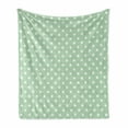 thumbnail image 1 of Polka Dot Soft Flannel Fleece Blanket, Classic Old Fashioned Repeated Circles Round Forms Retro Illustration, Cozy Plush for Indoor and Outdoor Use, 70" x 90", Mint Green and White, by Ambesonne, 1 of 6