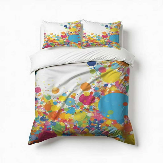 Polka Dot Spotty Circle Spots Bedding Set 3 Pcs Soft Microfiber Quilt Cover For Bedroom Decor, Comforter Cover With 2 Pillowcase