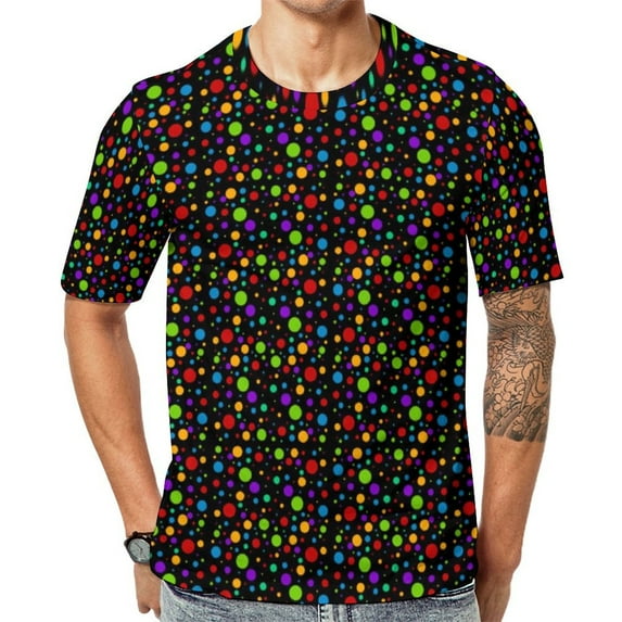 Polka Dot T Shirt For Man Retro Print O Neck T Shirts Summer Cool Tops ShortSleeved Casual Big Size Tees Gift Idea