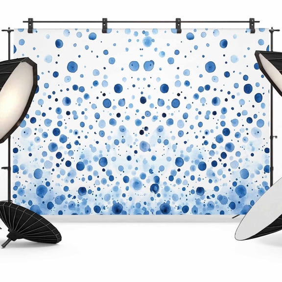 Polka Dot Theme Backdrop for Photography, Watercolor Gradient Navy Blue Photo Backdrop Portrait Background Party Banner Photo Backgrounds for Studio Booth Props, 7x5ft