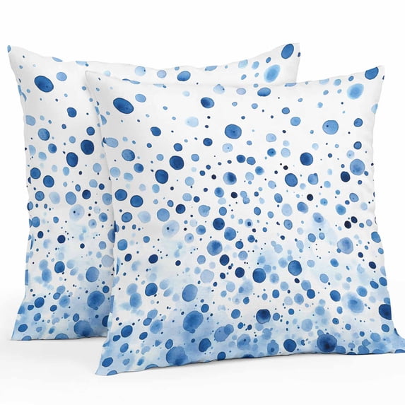 Polka Dot Theme Outdoor Pillow Covers Pack of 2 Watercolor Gradient Navy Blue Waterproof Throw Pillow Covers Decorative Cushion Cases for Patio Garden Tent Balcony Couch 20x20 inch