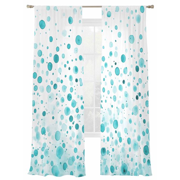 Polka Dot Theme Sheer Curtains for Living Room Bedroom, Light-filtering Sheer Curtain, Watercolor Gradient Water Color Rod Pocket Voile Window Treatment Drapes, 52’’Wx96’’L, 2 Panels Set